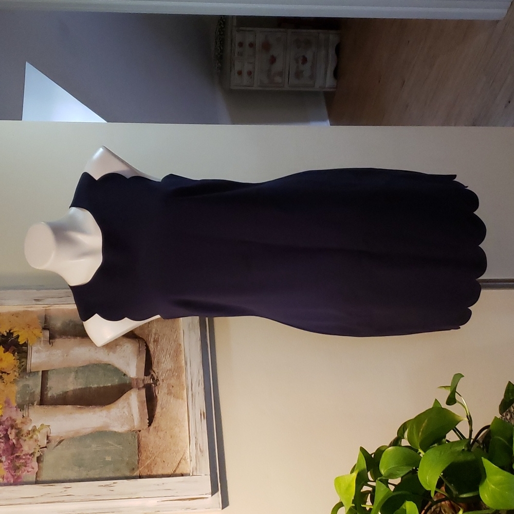J. Crew Navy Scalloped Midi Dress